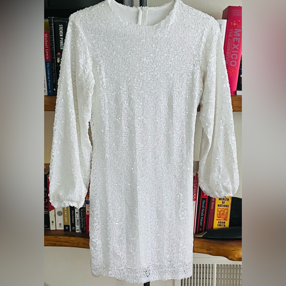 White Sequin Party Dress